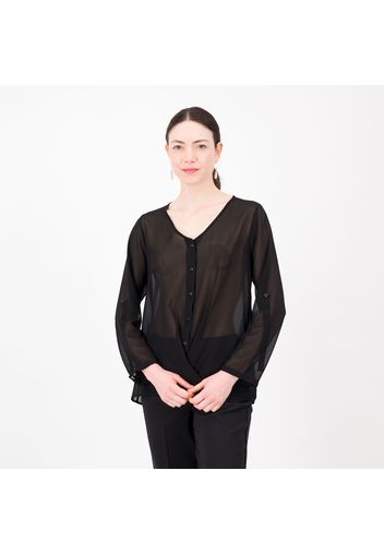 Blusa in georgette con scollo a V e bottoni