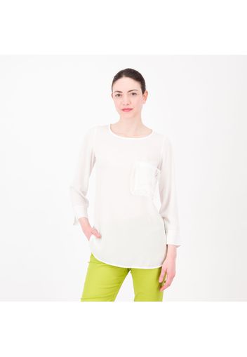 Blusa in georgette con taschino in pizzo