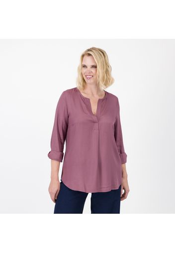 Blusa in twill di viscosa con scollo tunisienne