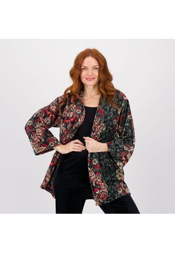 Cardigan kimono in velluto froissé fantasia