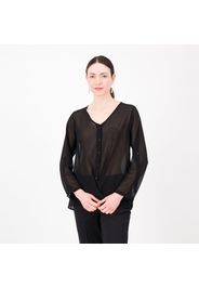 Blusa in georgette con scollo a V e bottoni