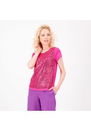 T-shirt con paillettes e dettagli in jersey