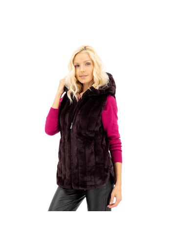 Gilet in similpelliccia con cappuccio