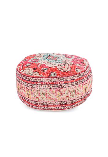 Pouf rotondo con motivo orientale rosso