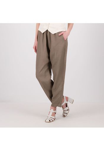 Pantaloni ampi in viscosa e lino con elastico