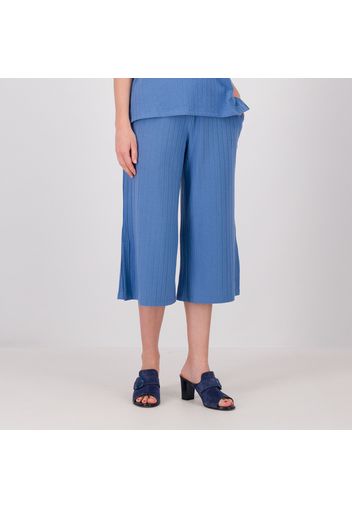 Pantaloni cropped in maglia a coste con elastico in vita