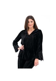 Blusa in velluto martellato con ricamo