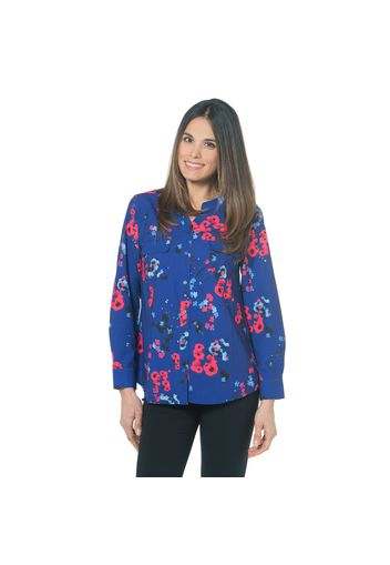 Camicia fantasia con collo alla coreana e taschine