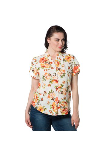 Blusa fantasia con scollo a V e manica corta