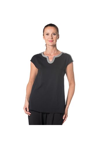 Blusa in jersey di cotone con scollo a V