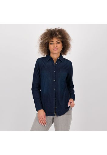 Denim & Co Camicia di jeans a maniche lunghe con 2 taschini