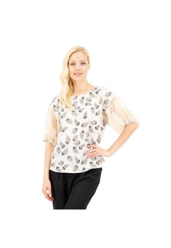 Blusa in raso fantasia con maniche a pallancino