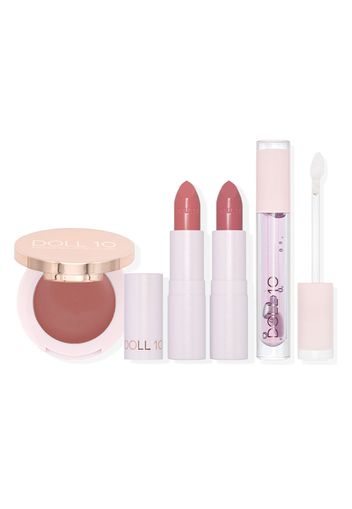 4 prodotti: 2 rossetti, gloss e blush in crema