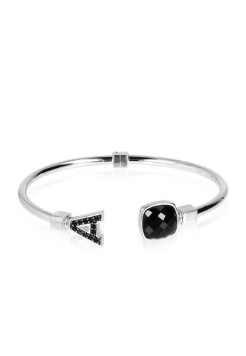 Bracciale rigido placcato rodio con charm lettera