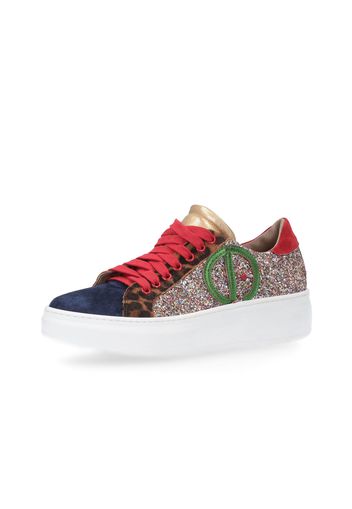 Sneaker in pelle con zeppa 4cm