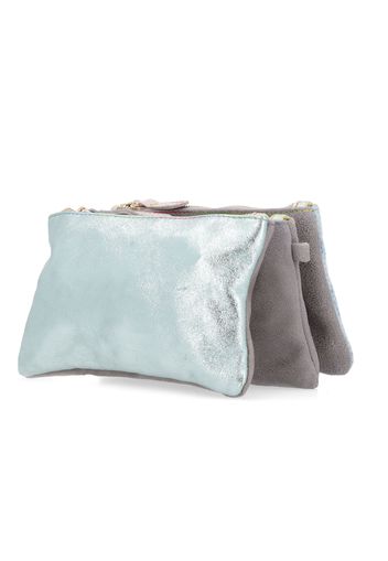 Pochette tripla in pelle con tracolla removibile