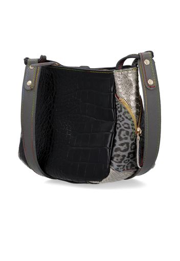 Ebarrito Borsa a tracolla in pelle patchwork con zip