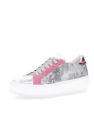 Sneakers stringate in pelle con suola 4 cm