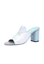 Sabot mules in pelle patchwork con tacco 8 cm