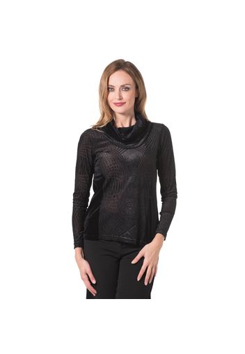 Blusa in velluto devoré con collo a ciambella