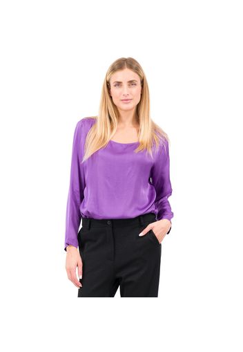 Blusa scollo barca in raso di viscosa