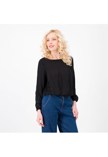 Blusa con scollo a barca in raso