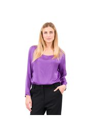 Blusa scollo barca in raso di viscosa