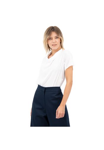 Blusa in georgette con scollo a ciambella