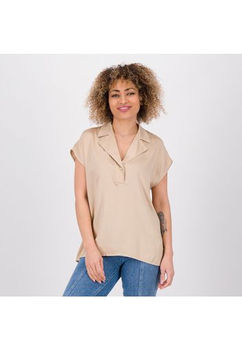 Blusa in raso di viscosa collo a camicia