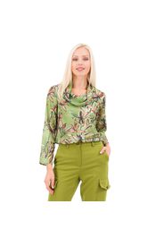 Blusa fantasia in raso collo a ciambella