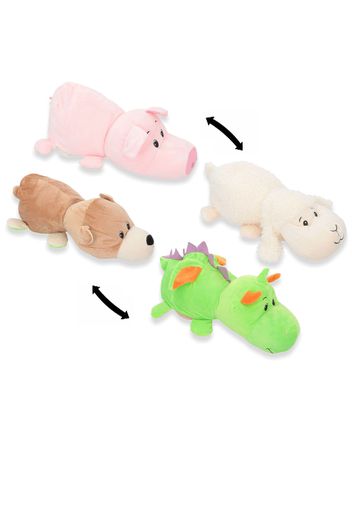 2 peluche reversibili: maiale/pecora orso/drago