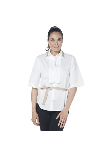 Camicia in cotone con dettagli in gros grain e anelli vela in vita