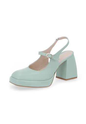 Slingback in pelle con plateau tacco 9,5cm