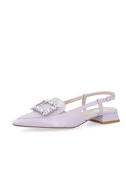 Sandali slingback in pelle con decoro gioiello