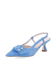 Slingback in pelle scamosciata con fibbia tacco 6,5cm