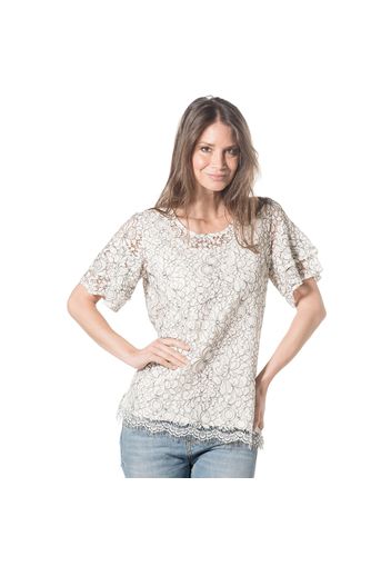 Blusa in pizzo a maniche corte