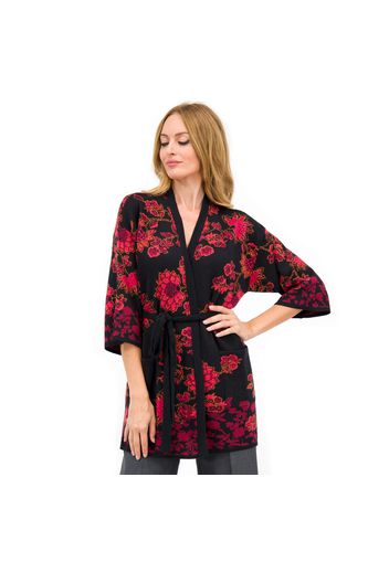 Cardigan jacquard con cintura in vita