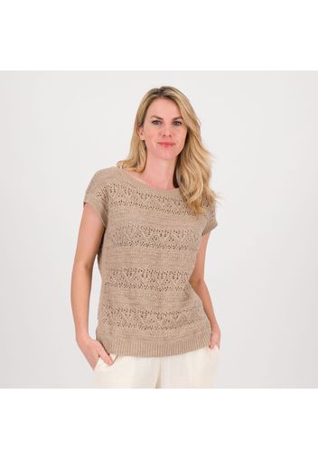 T-shirt a maniche corte in pizzo crochet