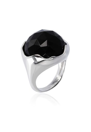 Anello tondo argento 925 con agata nera 16ct