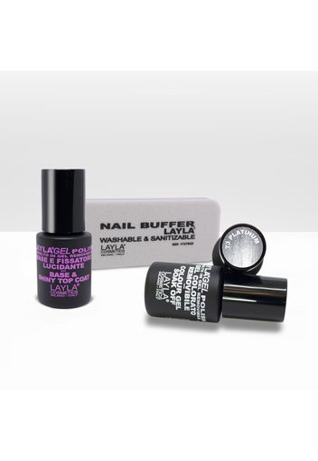 Kit unghie: base/top coat, smalto in gel, buffer.