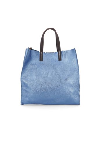 Borsa a mano in pelle laminata con pochette