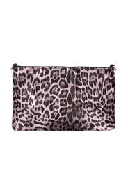 Borsa/pochette in pelle con stampa leo e tracolla removibile