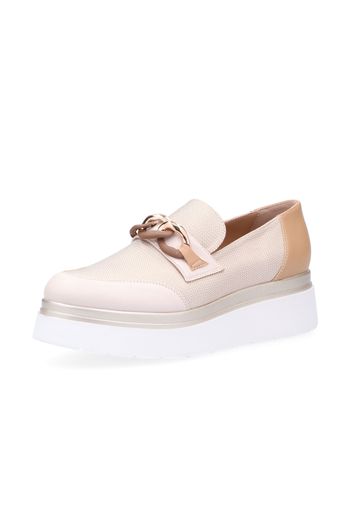 Slip on in tessuto con catena zeppa 5cm