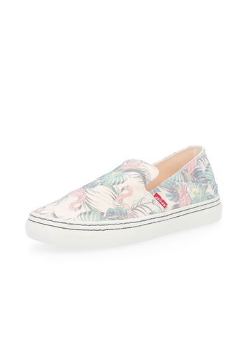 Slip on tessuto fantasia tropicale zeppa 2.5cm