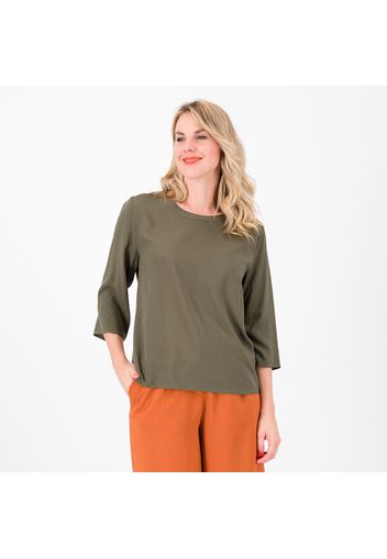 Blusa in popeline di viscosa con manica 3/4