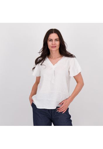 Blusa maniche corte in tessuto misto modal