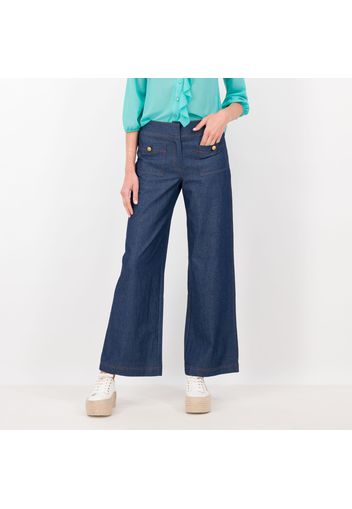 Pantaloni in tela jeans con bottone decorativo