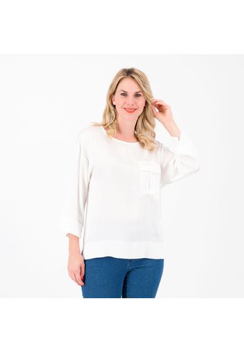 Blusa scollo ampio in raso di viscosa con tasca