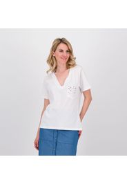 T-shirt a maniche corte con scollo a V in cotone