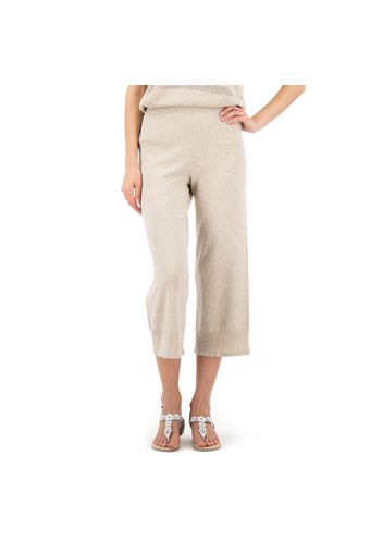 Pantaloni cropped con lino e cotone